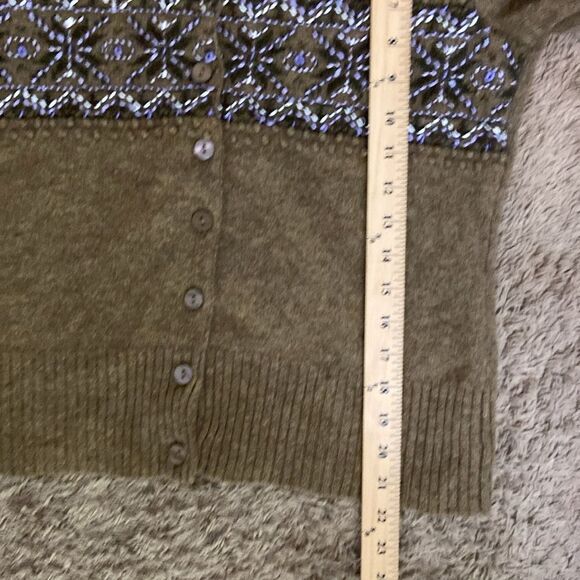 Elena Solano Embroidered Lambswool Fair Aisle Cardigan Large Grannycore Coquette - Picture 7 of 8